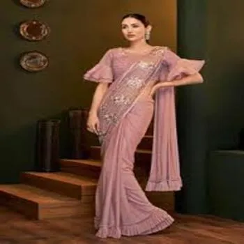 Pink Designer Saree with Unstitched Blouse