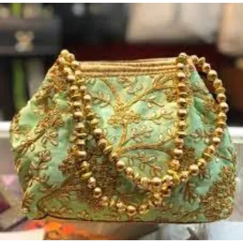 Trendy Green Embroidery Bags
