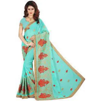 Elegant Look Trendy Embroidery Saree