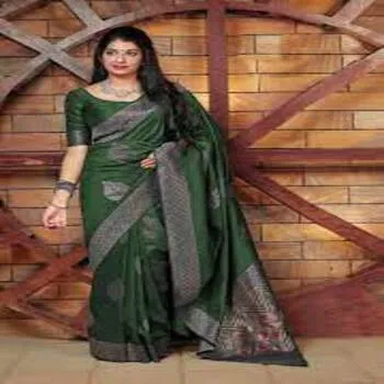 Green Color Trendy Ladies Sarees