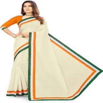 Trendy Ladies Saree With Flag Theme