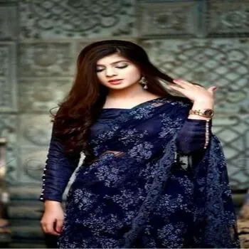 Trendy Navy Blue Printed Ladies Sarees