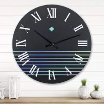  Japanese Vintage Geometric Holographic Gradients I Wall Clock 