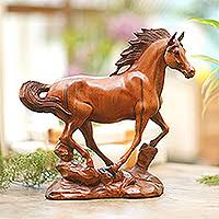 Horse Wood Statue 