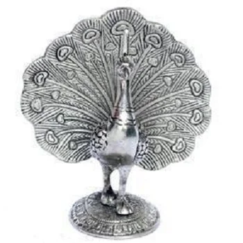 Peacock White Metal Statue