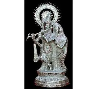  White Metal Radha Krishna Statue