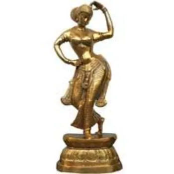  Lady with A Mirror - Brass Statue