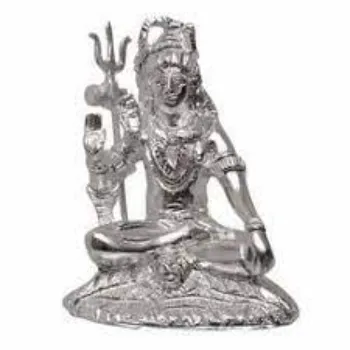  White Silver Metal Shiva Statue