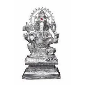 Silver White Ganesh Metal Statue