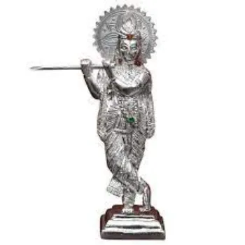  Silver White Metal Krishna Statue
