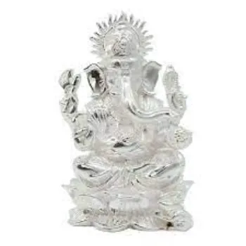  White Silver Ganesh Metal Statue 