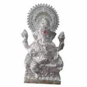  White Silver Ganesh Metal Statue