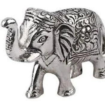 Elephant White Metal Statue