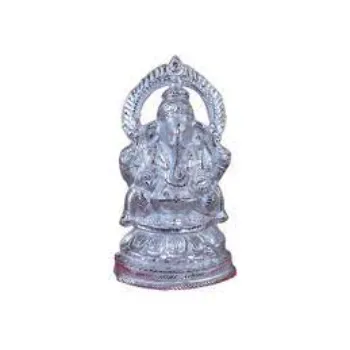  White Silver Ganesh Metal Statue