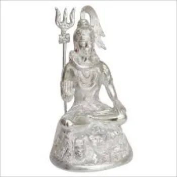 White Silver Shiva Metal Statue