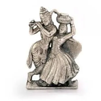  Radhakrishna Statue White Metal