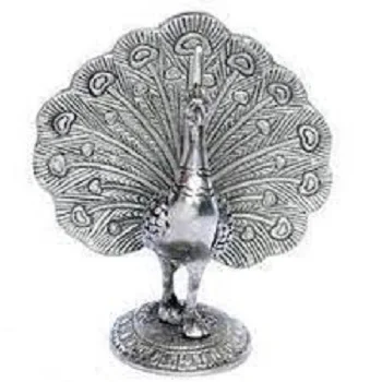 White Metal Dancing Peacock