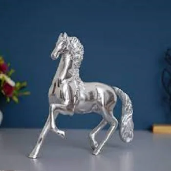 ECraftIndia White Metal Silver Running Horse Statue