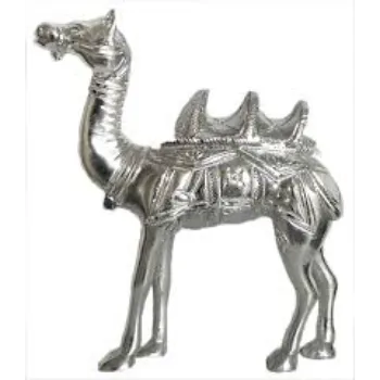  Jaipurcrafts Silver Aluminium Carved Camel Showpiece