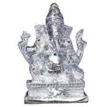 Ganesh White Metal Statue