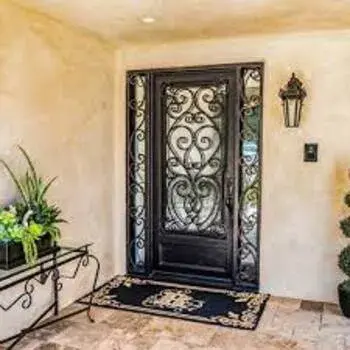 Hinged Black Wrought Iron Front Door, For Residential,Home