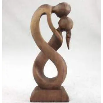 Grande statue couple Wood Sculpture
