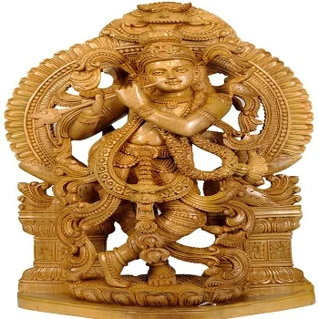 Lord Krishna Wood Sculpture – Manufacturer & Supplier