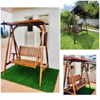 Regimented Structure  Wooden Swing Chair