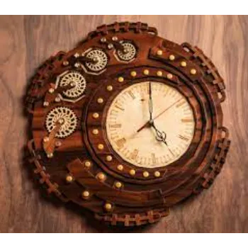 Steampunk Wooden Wall Clock 