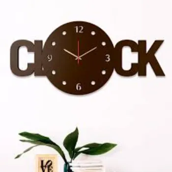 Clock Text Shape Wooden Wall