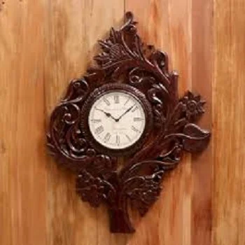 Wooden Peacock Clock