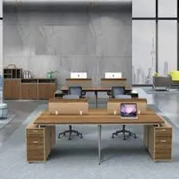 Brown Wooden Workstation For Office