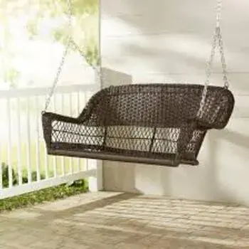 WoodenSofa  Look  Hanging Wicker  Porch Swing Without Cusion
