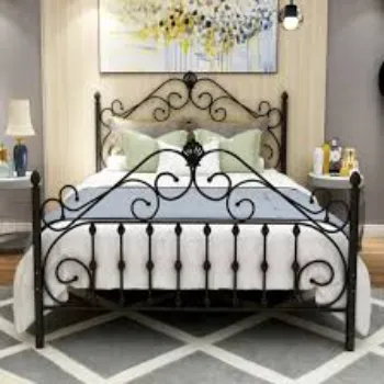 Regimented Structure Wrought Iron Double Bed