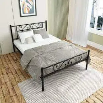 Fine Finishing Wrought Iron Double Bed
