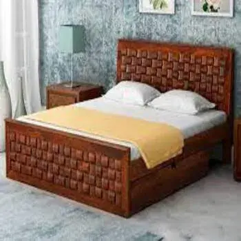 Wooden Double Bed Brown Color